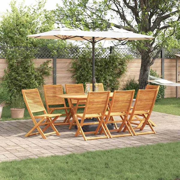 Ensemble de salle à manger pour jardin 9 pcs Marron