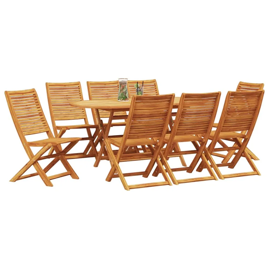 Ensemble de salle à manger pour jardin 9 pcs Marron - 3