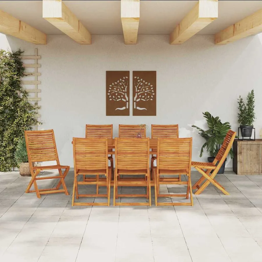 Ensemble de salle à manger pour jardin 9 pcs Marron - 4