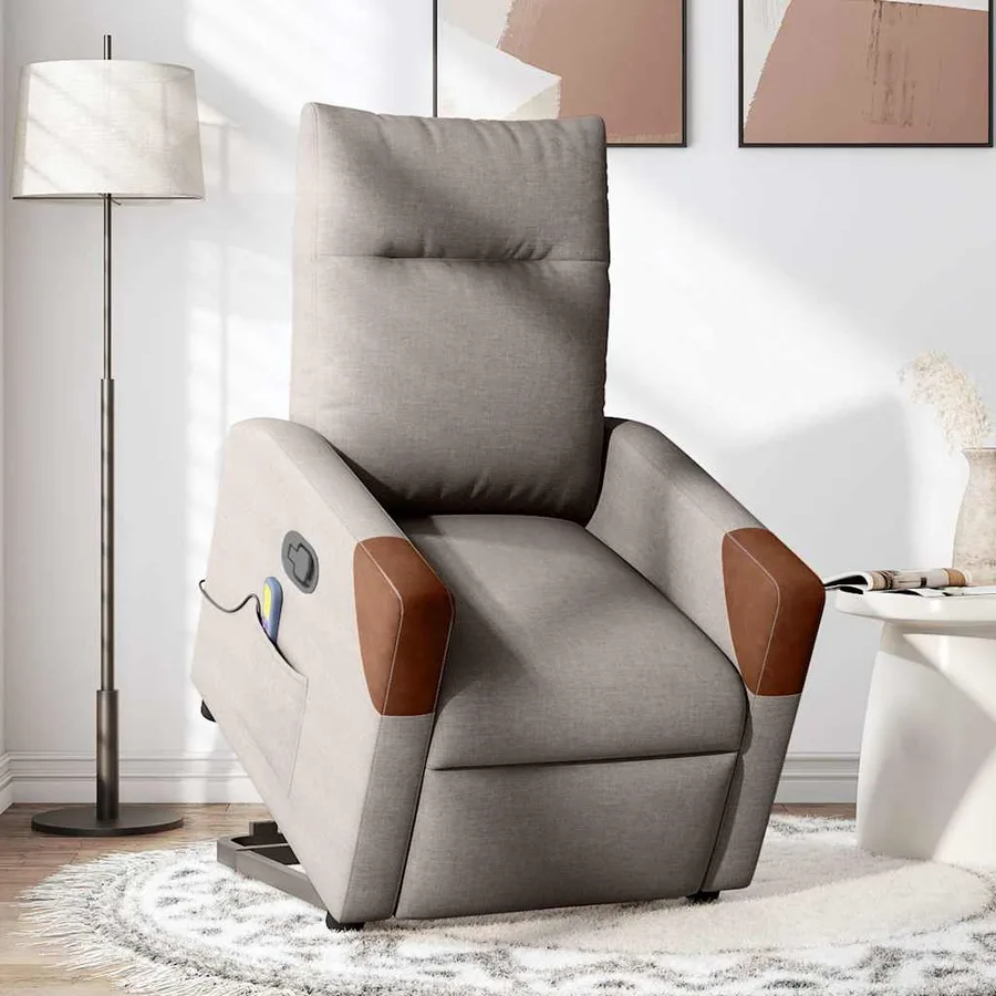 Fauteuil inclinable de massage Taupe Tissu - 2