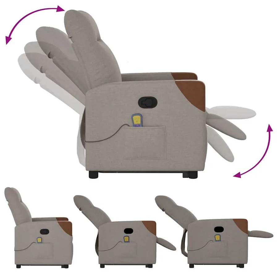 Fauteuil inclinable de massage Taupe Tissu - 8