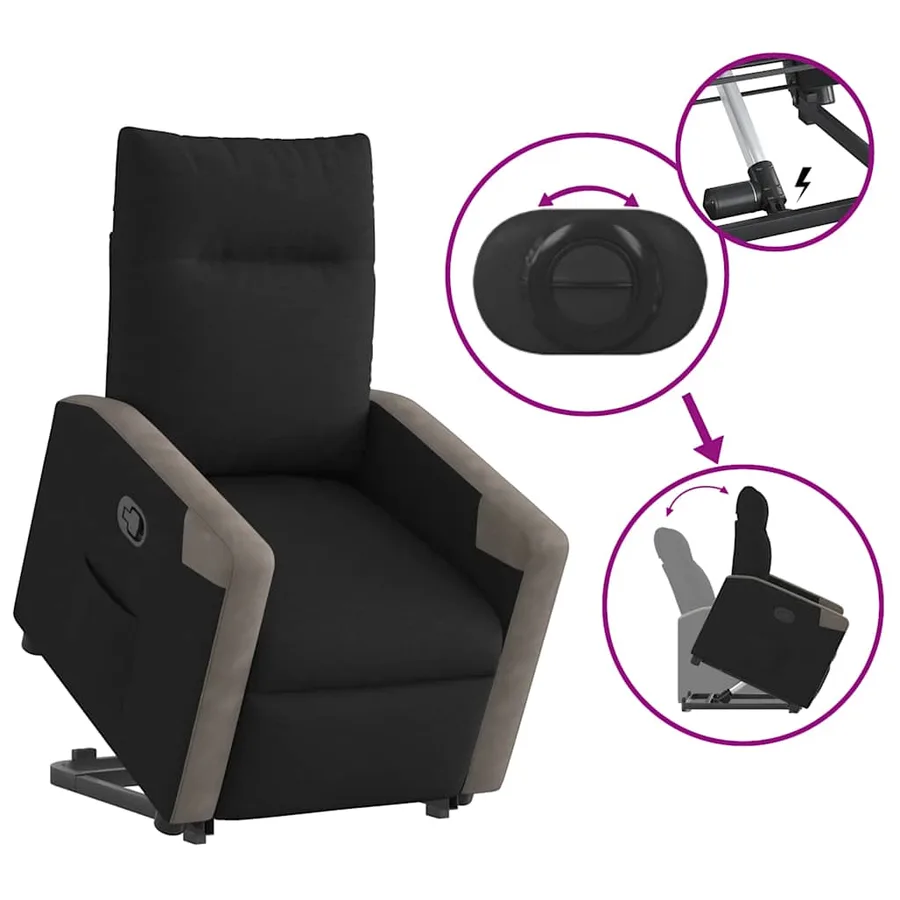 Fauteuil inclinable noir tissu - 9