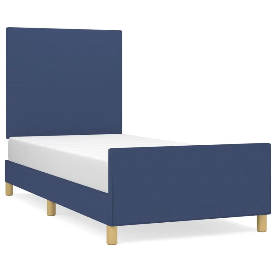 Cadre de lit sans matelas bleu 80x200 cm tissu - 2