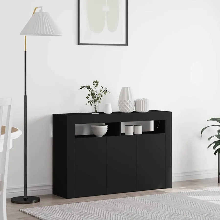 Buffet Noir 116 x 30 x 75 cm Bois d'ingénierie
