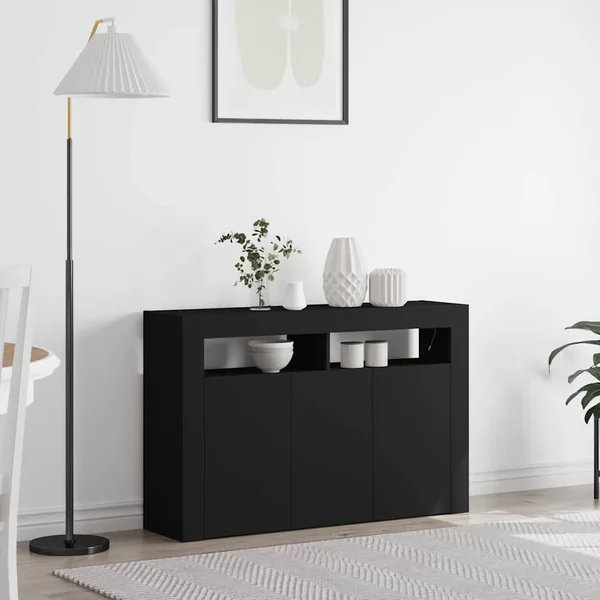 Buffet Noir 116 x 30 x 75 cm Bois d'ingénierie