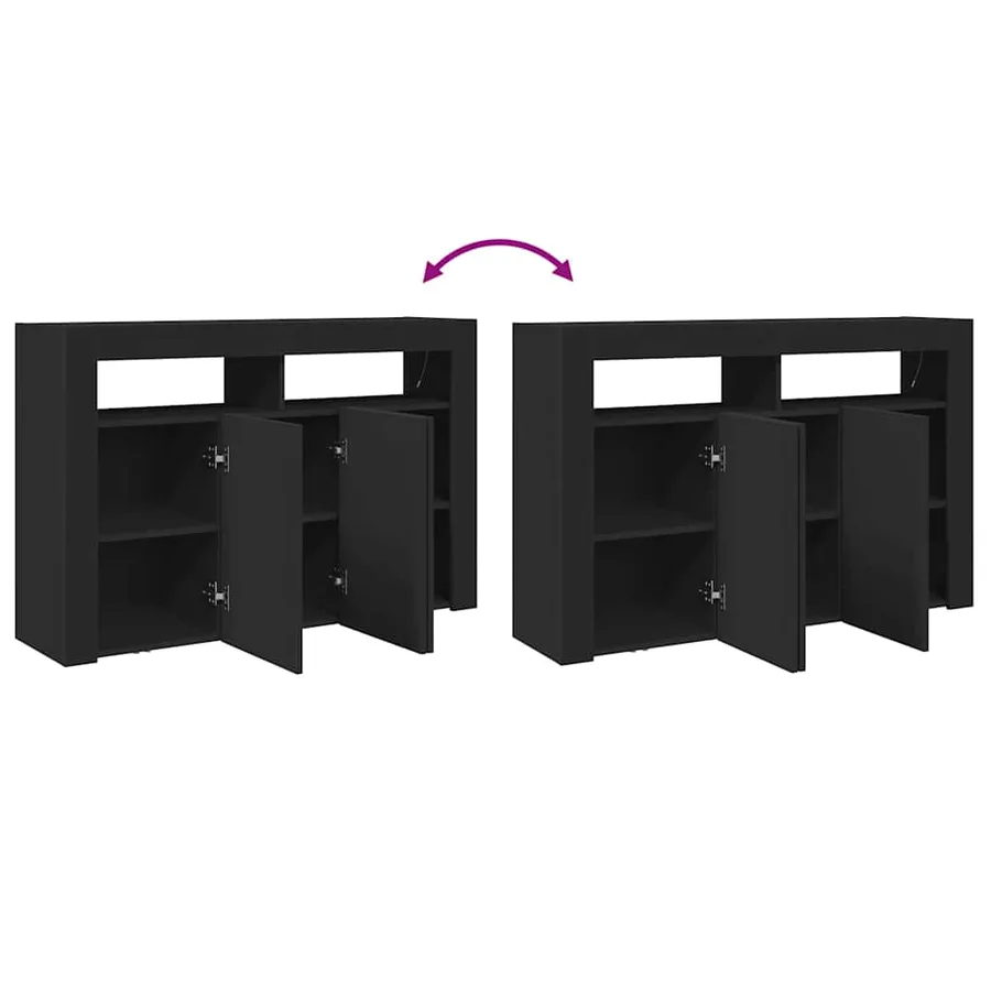 Buffet Noir 116 x 30 x 75 cm Bois d'ingénierie - 13
