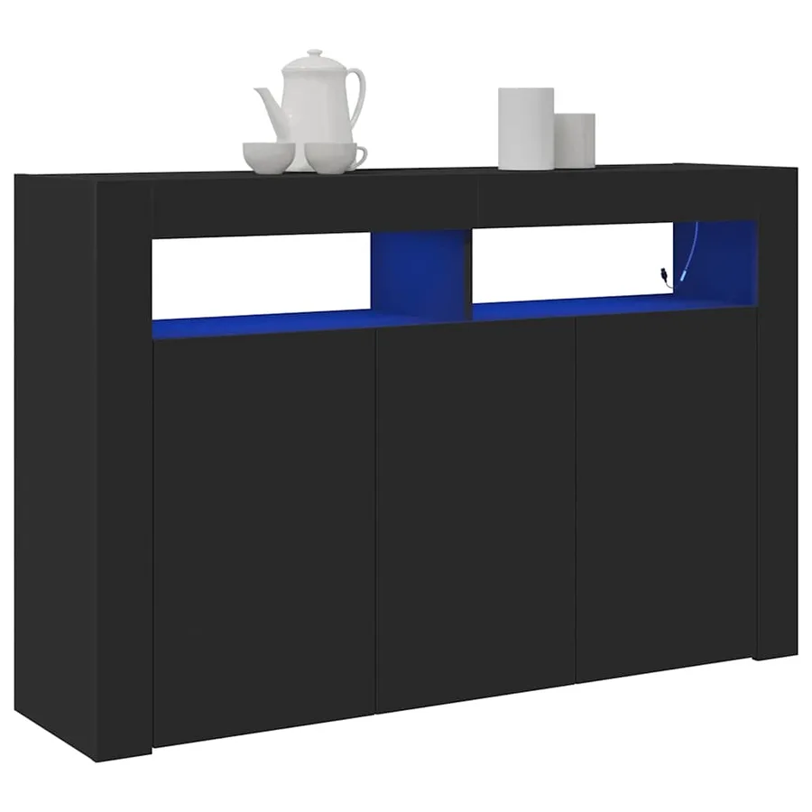 Buffet Noir 116 x 30 x 75 cm Bois d'ingénierie - 3