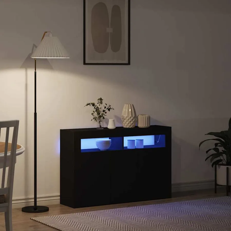 Buffet Noir 116 x 30 x 75 cm Bois d'ingénierie - 5