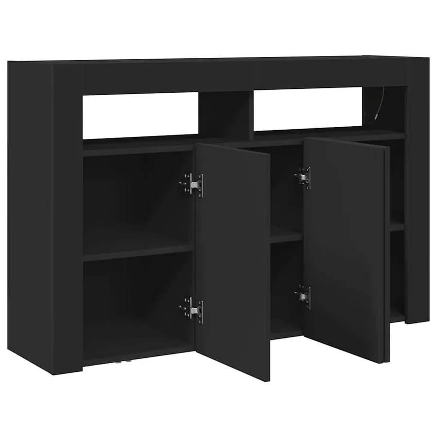 Buffet Noir 116 x 30 x 75 cm Bois d'ingénierie - 6
