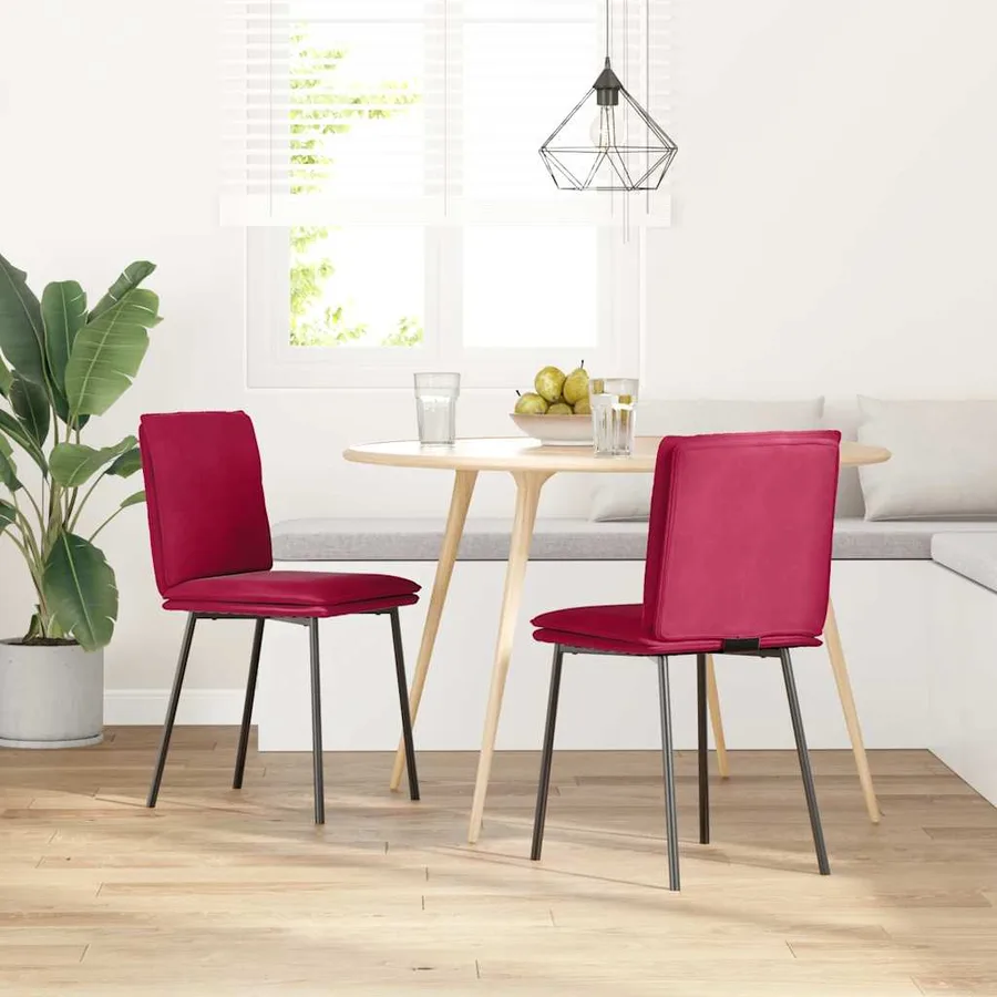 Chaises à manger lot de 2 Rouge bordeaux Velours - 2