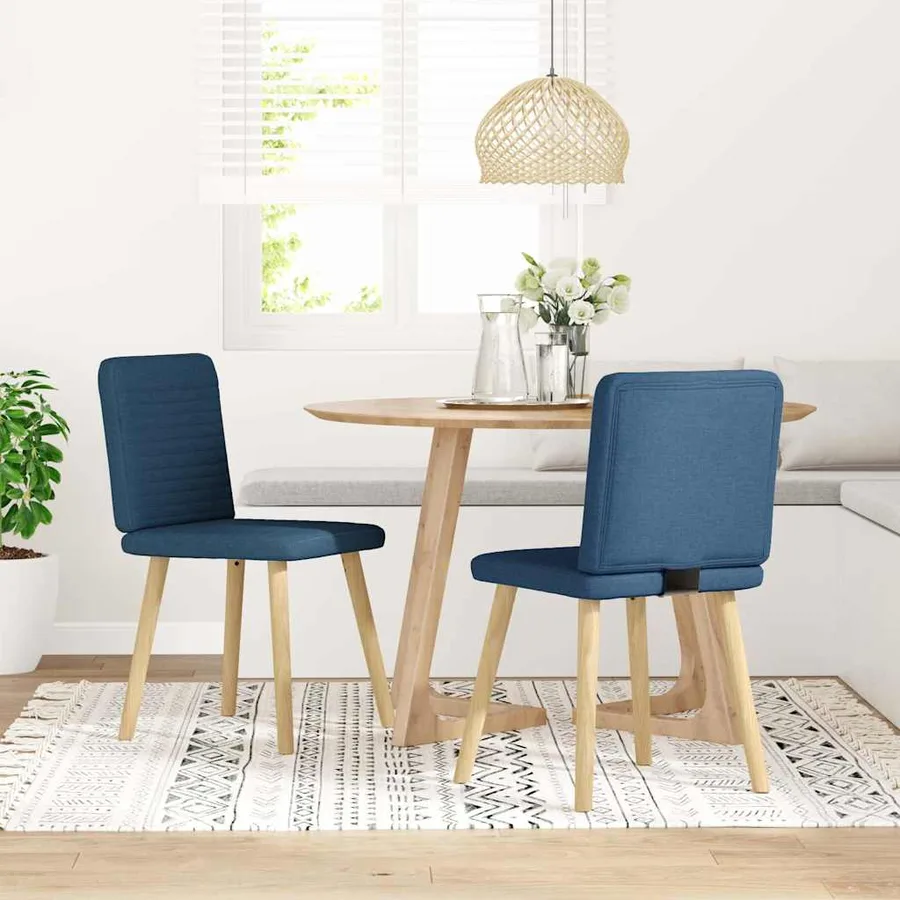 Chaises à manger lot de 2 bleu tissu - 2