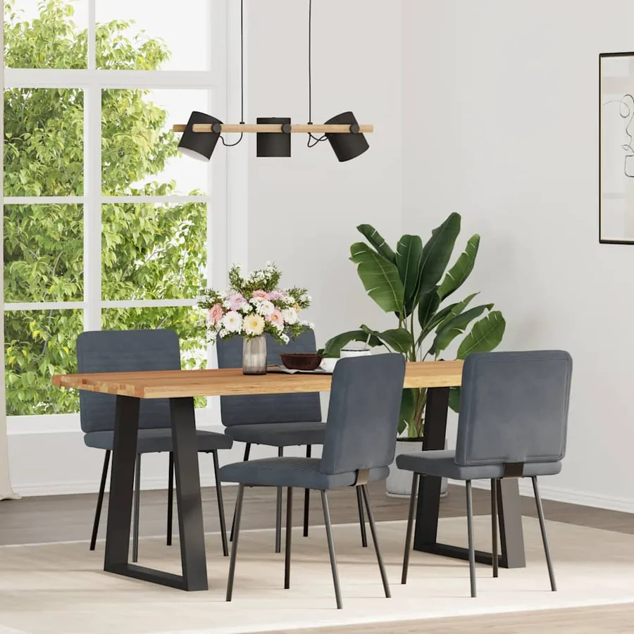 Chaises à manger lot de 4 Gris foncé Velours - 2