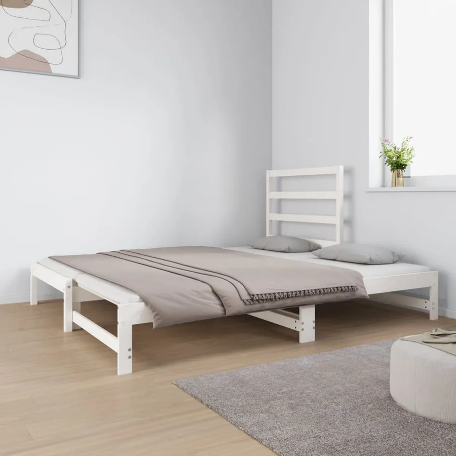 Lit coulissant sans matelas blanc 2x(90x190) cm - 8