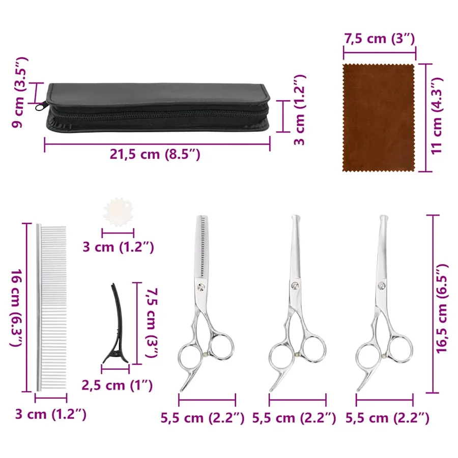 Ensemble de ciseaux de toilettage pour chien 7 pcs - 8