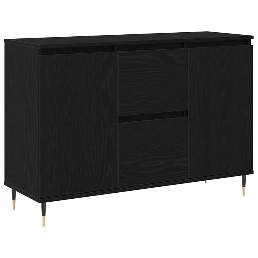 Buffet Chêne noir 101,5 x 35 x 70 cm Bois d'ingénierie - 2