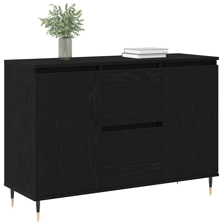 Buffet Chêne noir 101,5 x 35 x 70 cm Bois d'ingénierie - 3