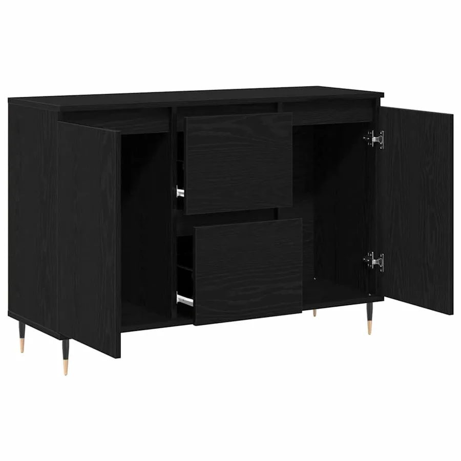 Buffet Chêne noir 101,5 x 35 x 70 cm Bois d'ingénierie - 5