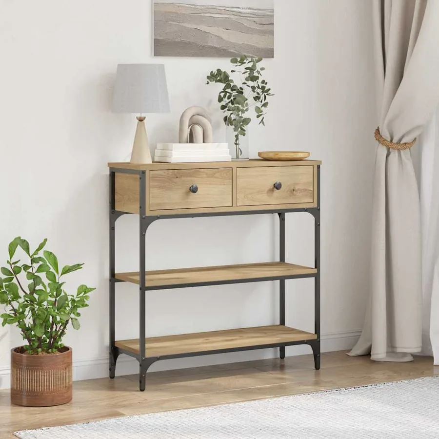 Table console avec tiroir Chêne artisanal 72,5 x 25 x 75 cm