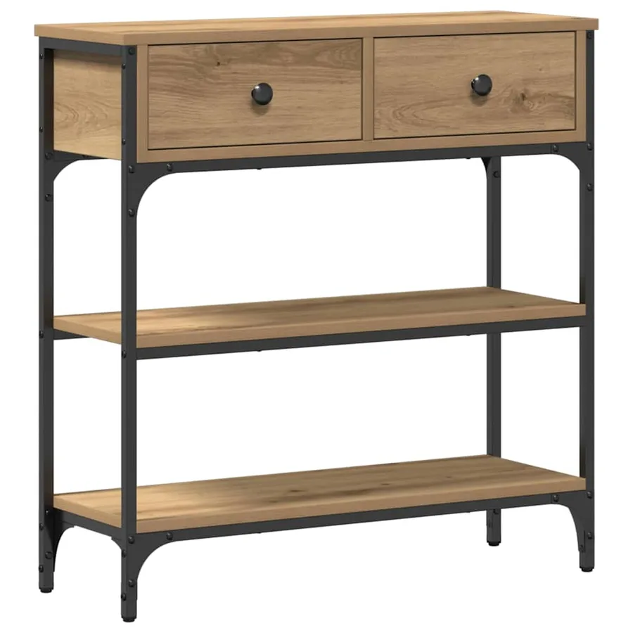 Table console avec tiroir Chêne artisanal 72,5 x 25 x 75 cm - 2