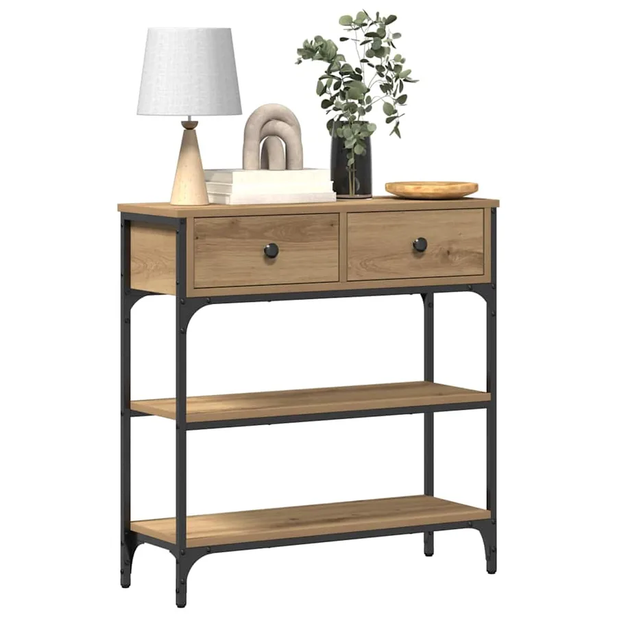 Table console avec tiroir Chêne artisanal 72,5 x 25 x 75 cm - 3