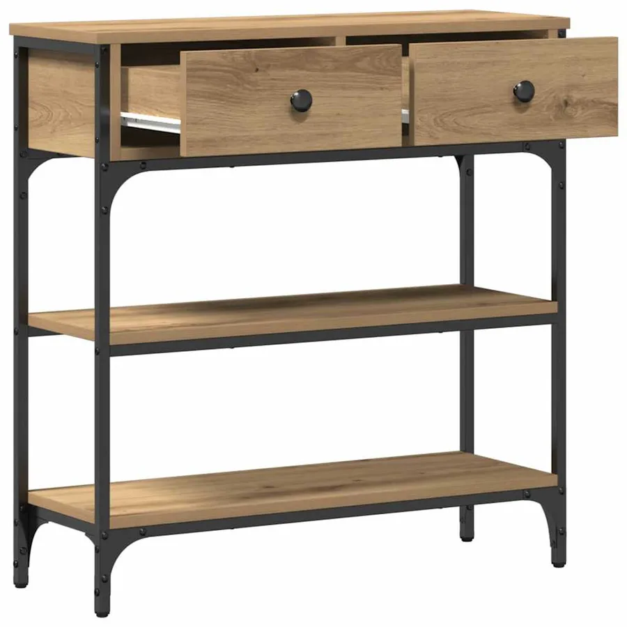 Table console avec tiroir Chêne artisanal 72,5 x 25 x 75 cm - 5