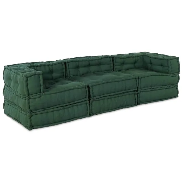 Unité de canapé modulaire 3 pcs Vert Tissu