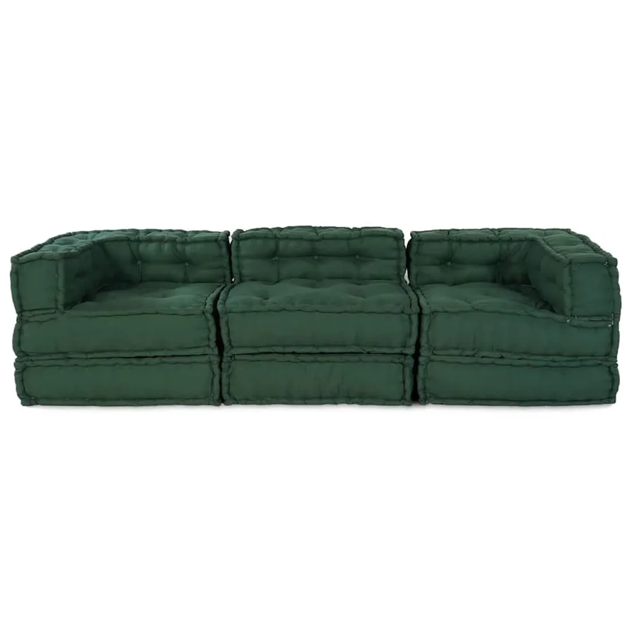 Unité de canapé modulaire 3 pcs Vert Tissu - 10