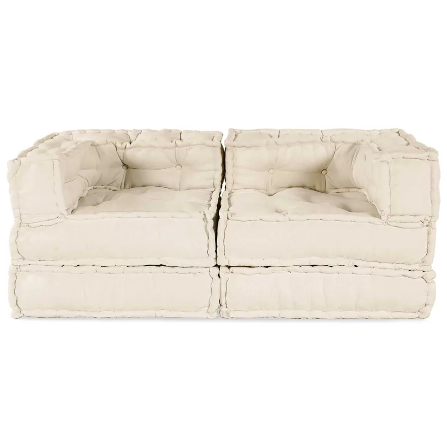 Unité de canapé modulaire 2 pcs Crème 140 x 70 x 56 cm Tissu