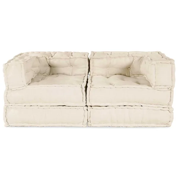Unité de canapé modulaire 2 pcs Crème 140 x 70 x 56 cm Tissu