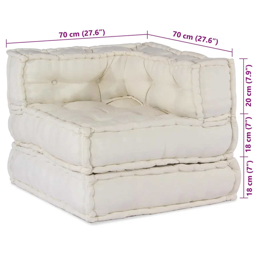 Unité de canapé modulaire 2 pcs Crème 140 x 70 x 56 cm Tissu - 3