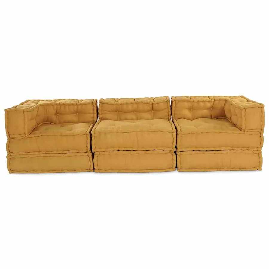 Unité de canapé modulaire 3 pcs Jaune Tissu - 6