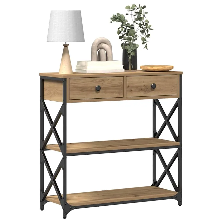 Table Console chêne artisanal 75 x 28 x 75 cm - 3