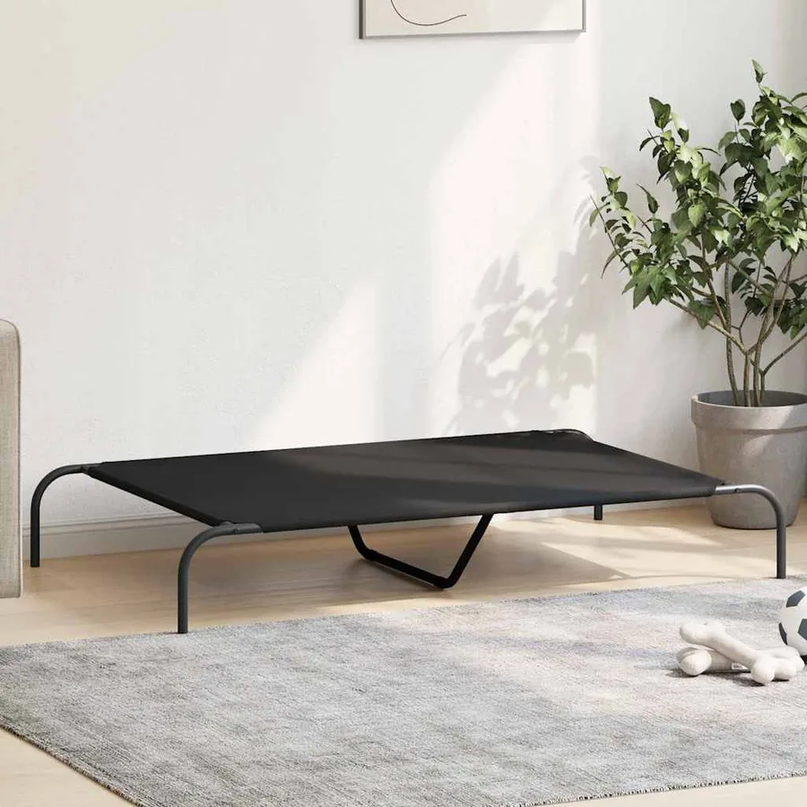 Lit surélevé pour chien noir 130x80x20 cm tissu oxford et acier - 3