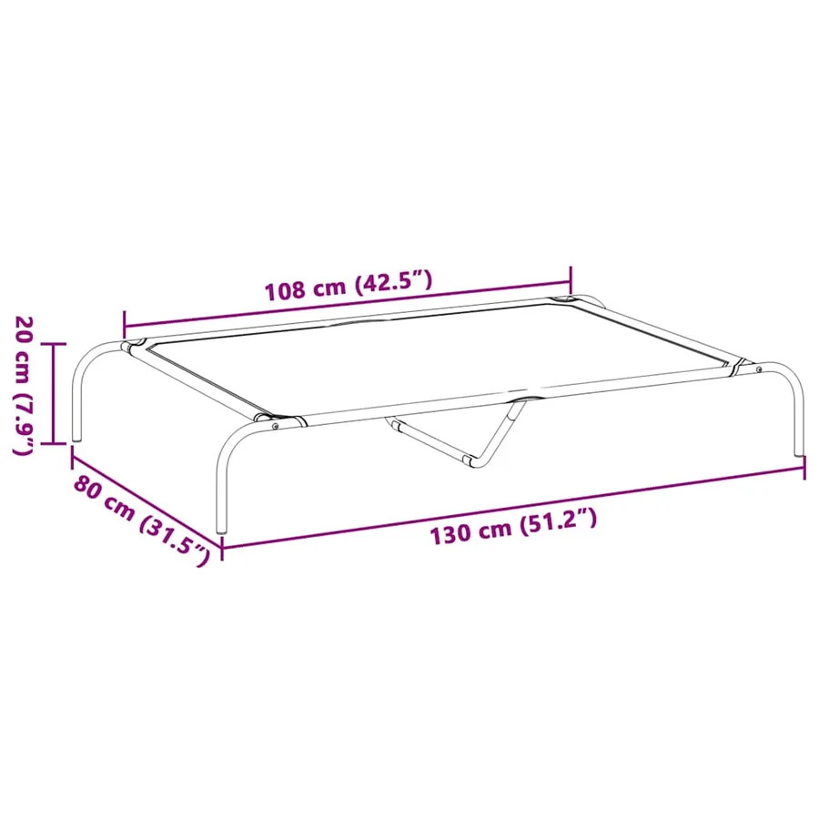 Lit surélevé pour chien noir 130x80x20 cm tissu oxford et acier - 8