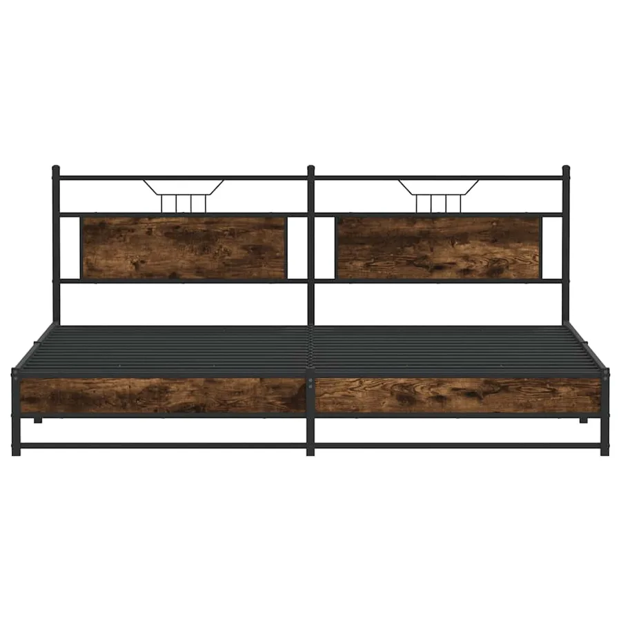 Cadre de lit en métal sans matelas chêne fumé 193x201 cm - 6