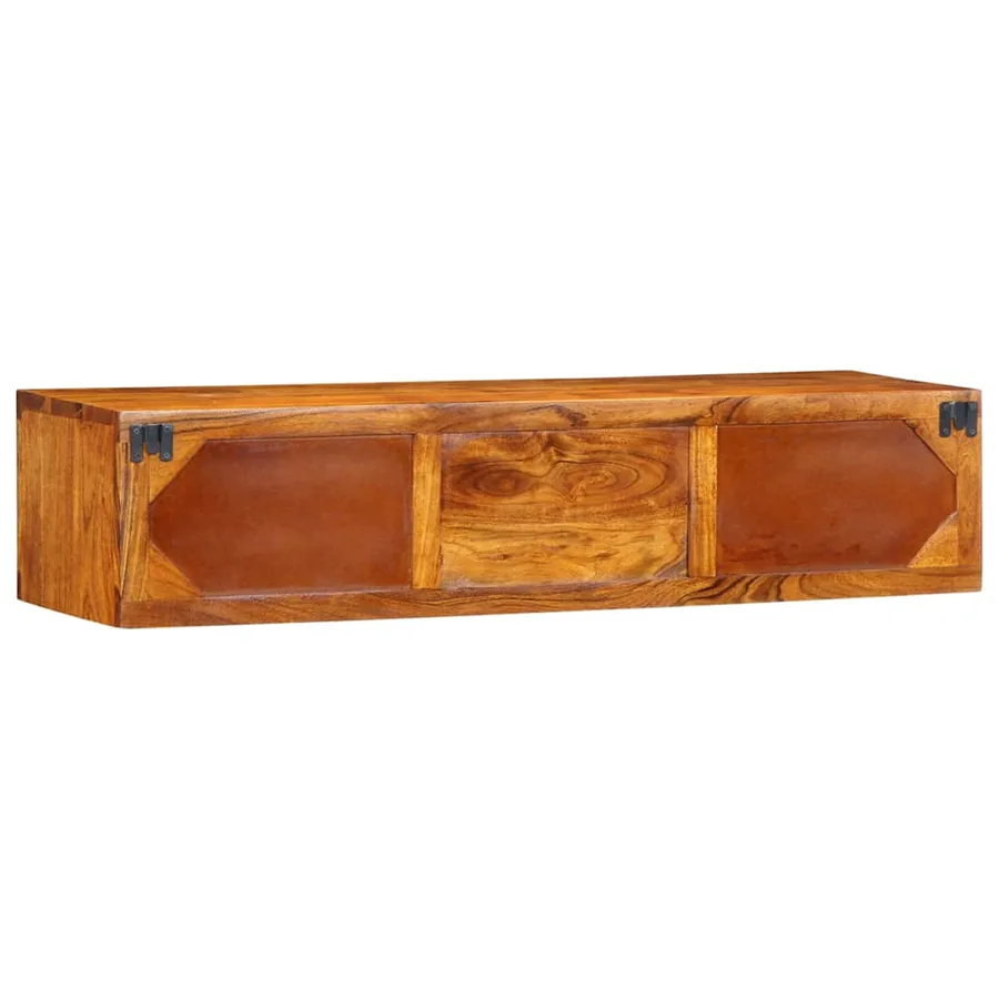 Meuble TV mural multicolore 100x30x22 bois massif d'acacia - 7