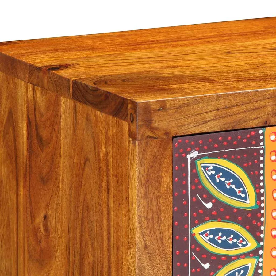Meuble TV mural multicolore 100x30x22 bois massif d'acacia - 8