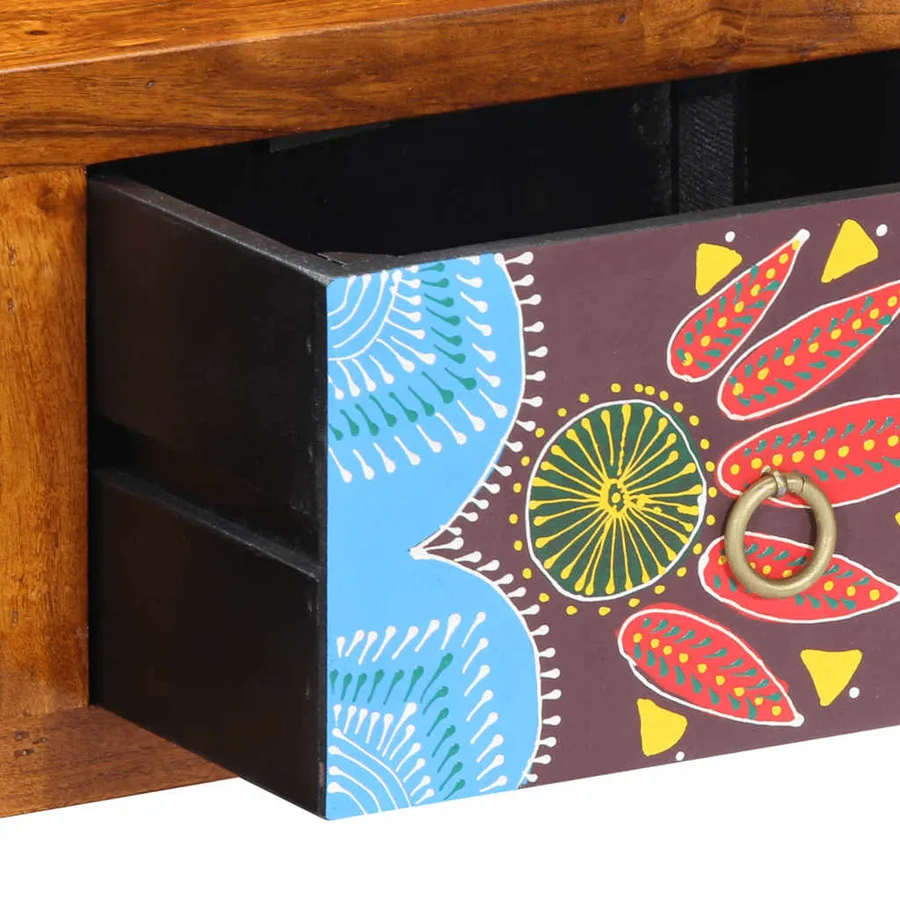 Meuble TV mural multicolore 100x30x22 bois massif d'acacia - 9