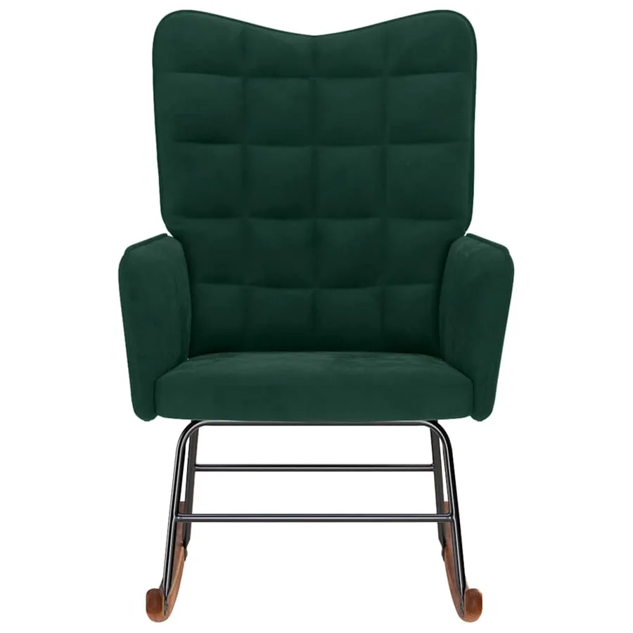 Chaise à bascule Vert foncé Velours - 3