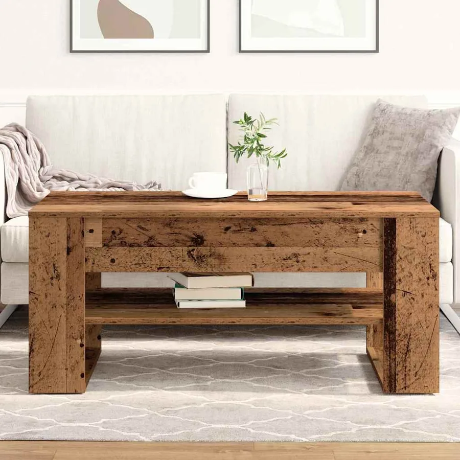 Table basse Bois Ancien 102 x 55 x 45 cm Bois d'ingénierie - 4