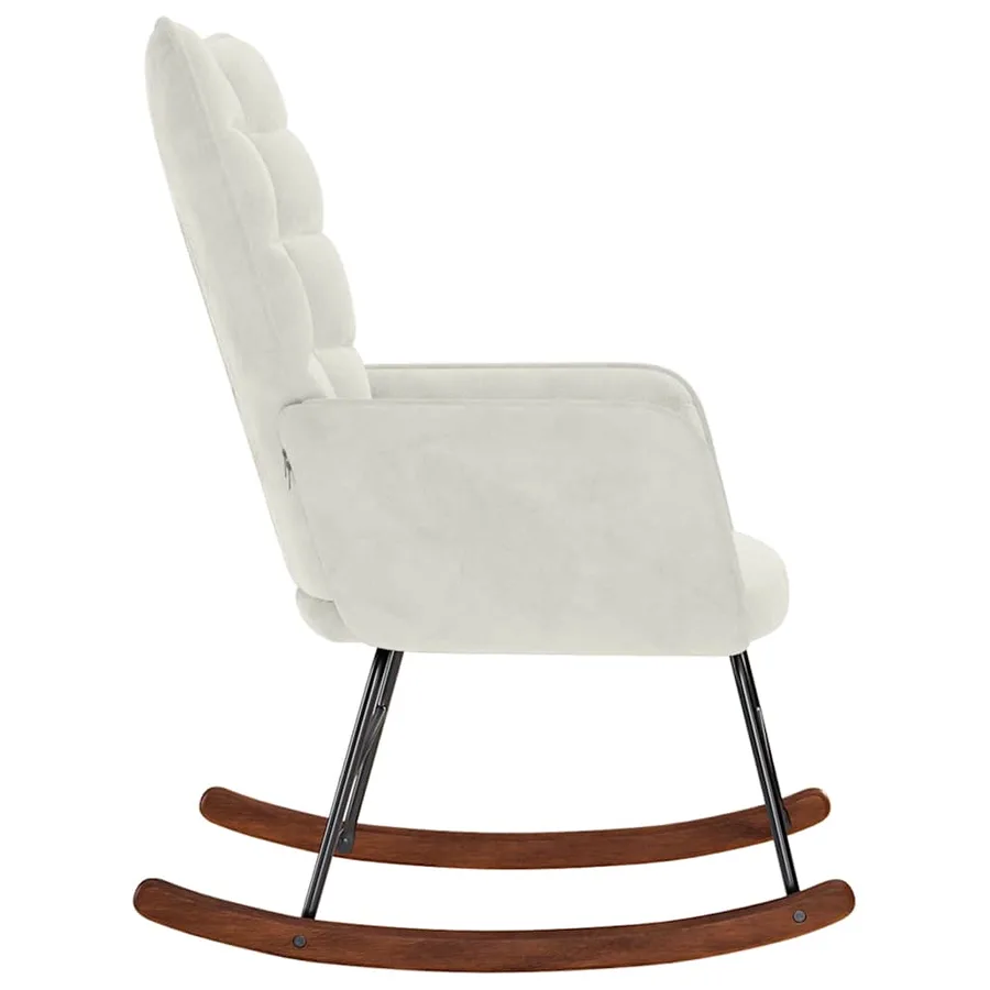 Chaise à bascule Crème Velours - 4