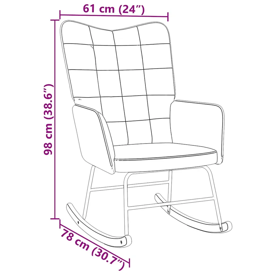 Chaise à bascule Crème Velours - 8