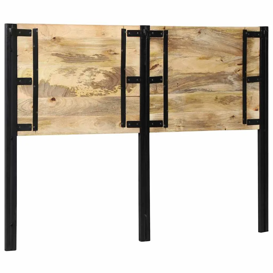 Tête de lit 140 cm bois massif manguier et fer - 3