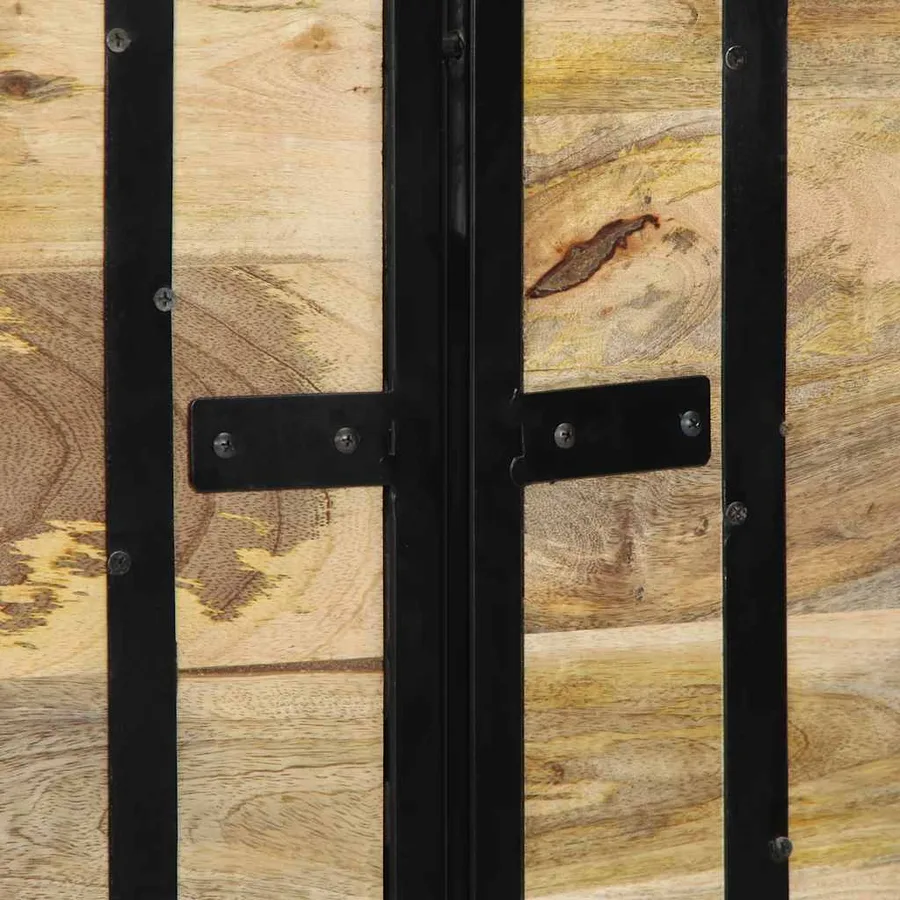 Tête de lit 140 cm bois massif manguier et fer - 5