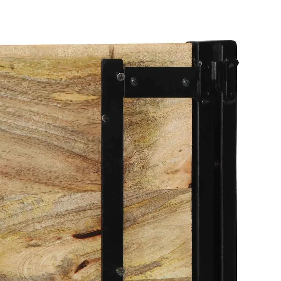 Tête de lit 140 cm bois massif manguier et fer - 6