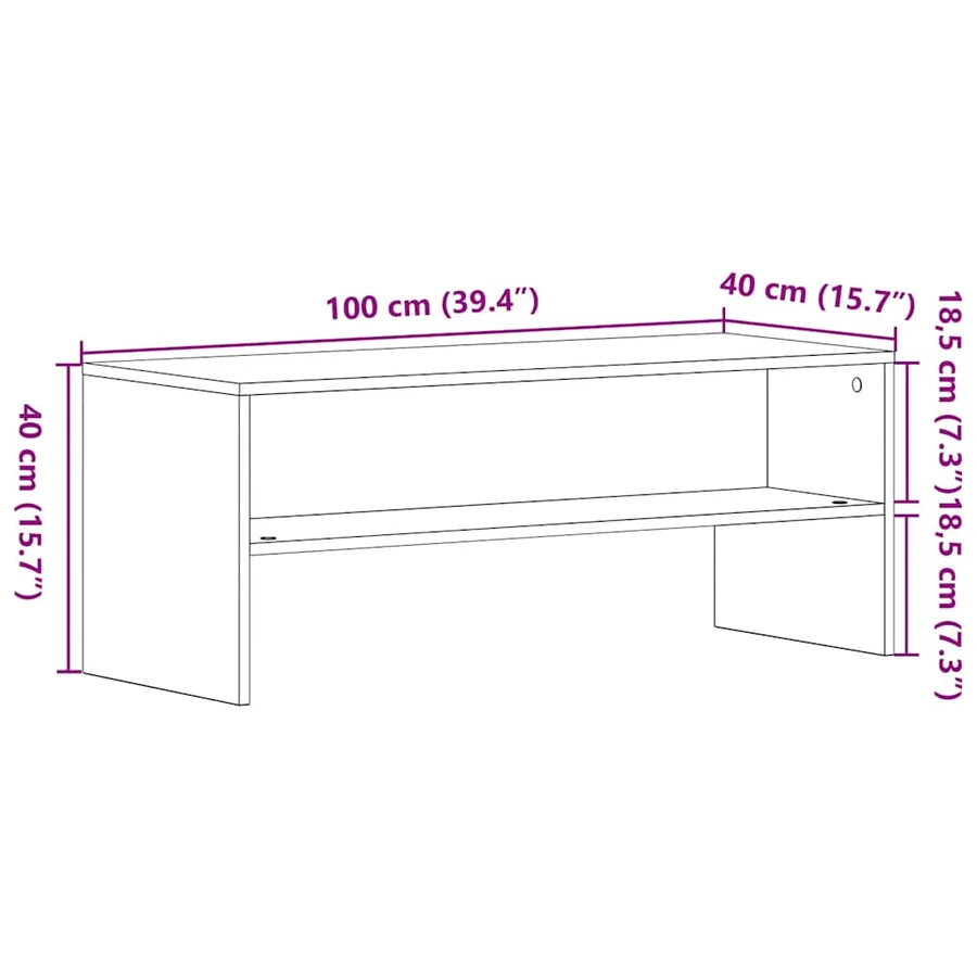 Meuble TV chêne noir 100x40x40 cm bois d'ingénierie - 10