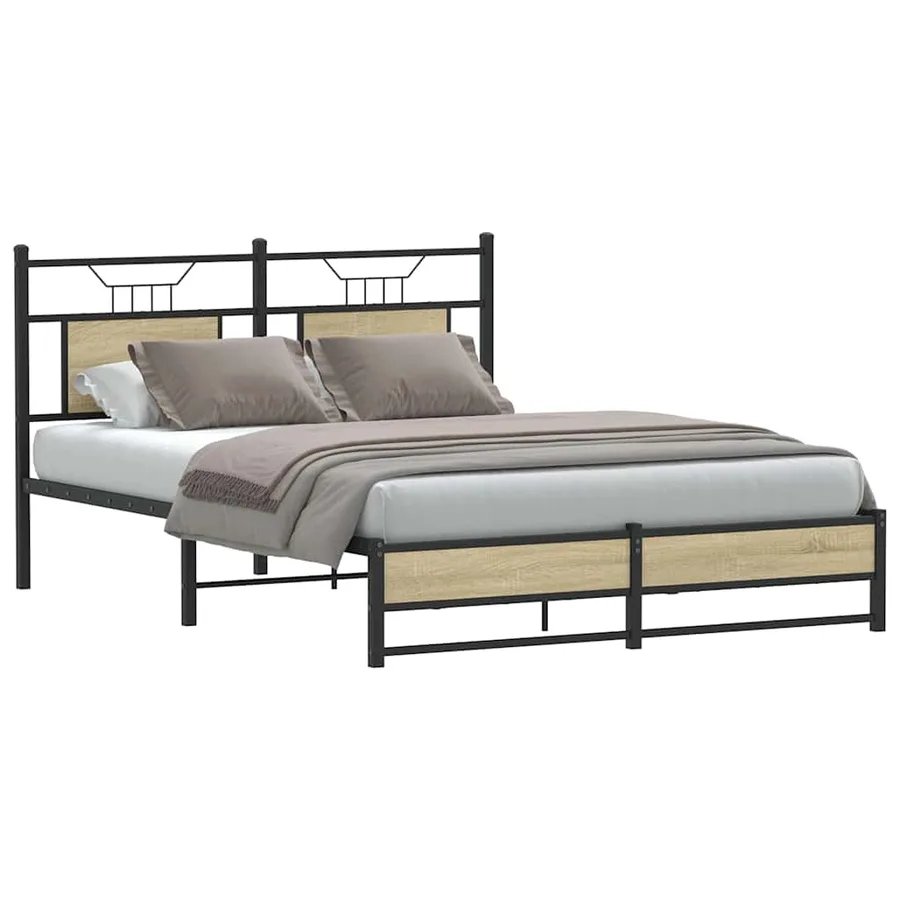 Cadre de lit sans matelas chêne sonoma 140x200 cm - 2