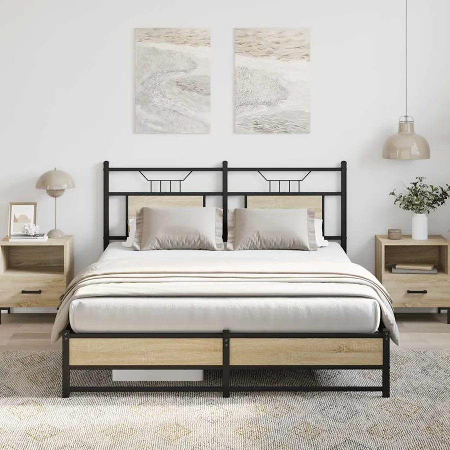 Cadre de lit sans matelas chêne sonoma 140x200 cm - 4