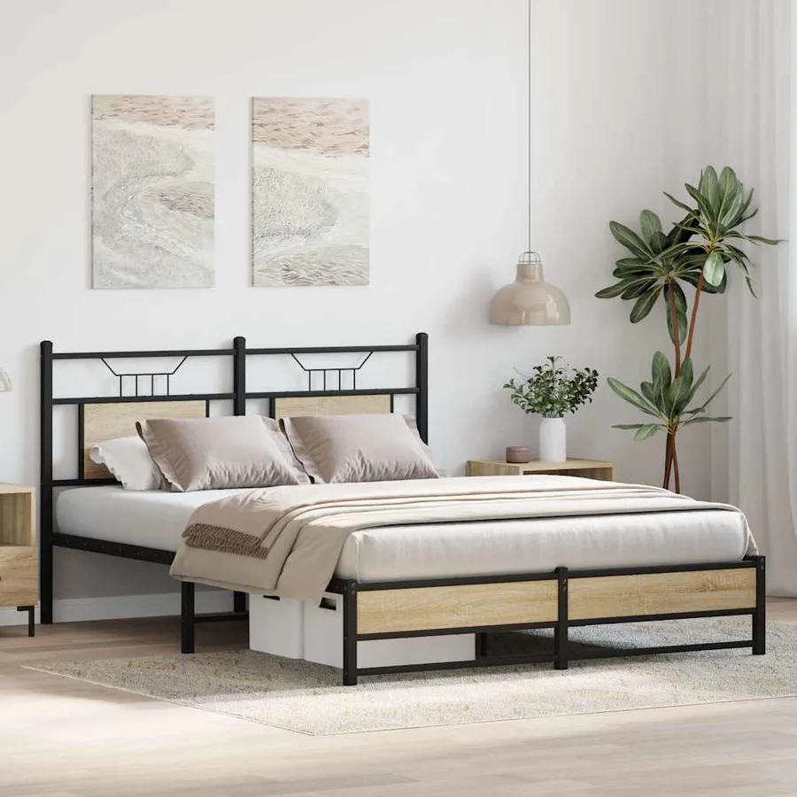 Cadre de lit sans matelas chêne sonoma 140x200 cm - 5