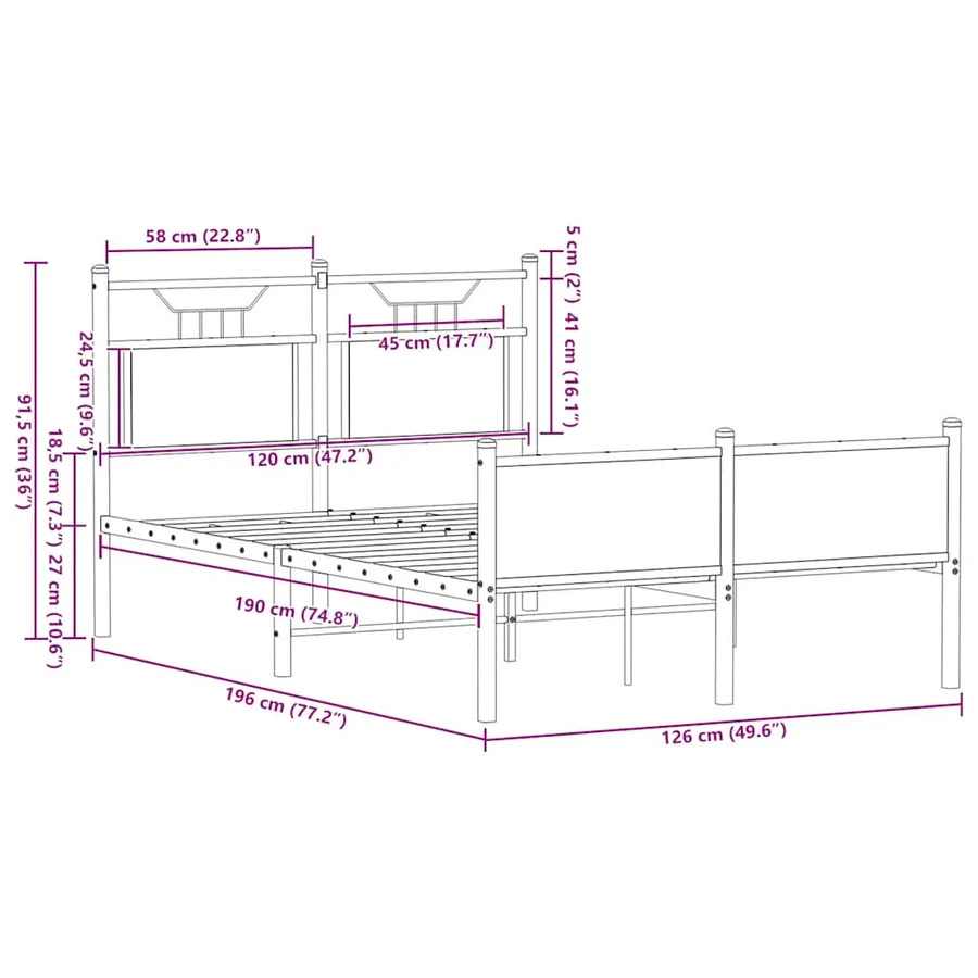 Cadre de lit sans matelas chêne sonoma 120x190 cm - 11